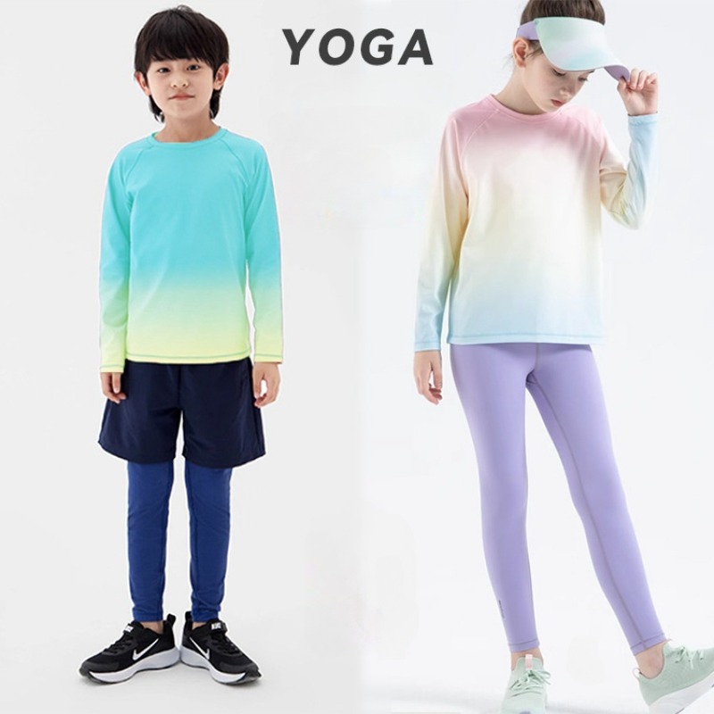 Yoga Fitness Girl - قمصان اليوغا للأطفال بأكمام طويلة للأولاد