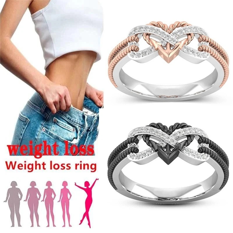 Yoga Fitness Gifts - خواتم قلب باللون الذهبي الوردي الأسود