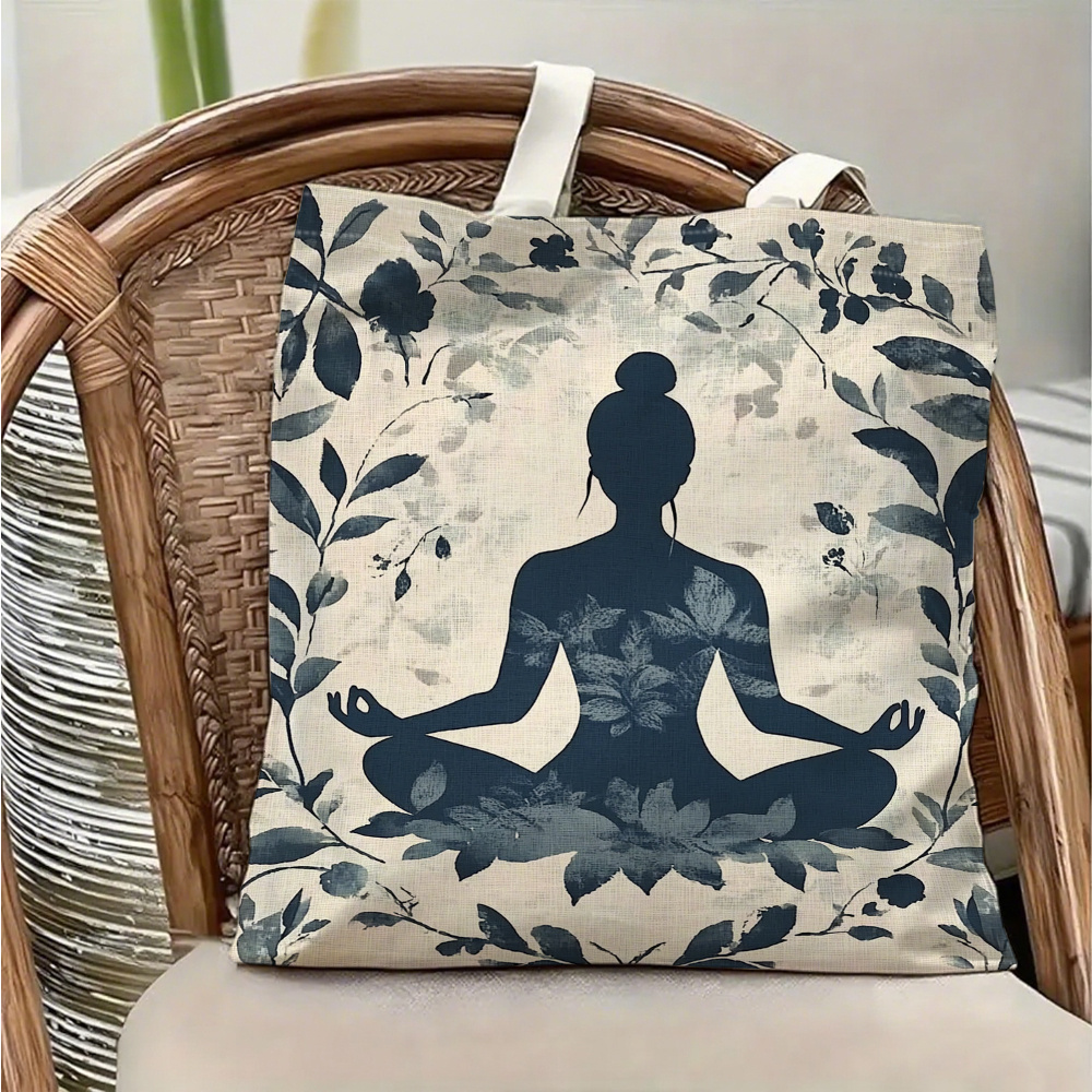 Yoga Fitness Gifts - حقيبة كتف قماشية بتصميم اليوغا والتأمل
