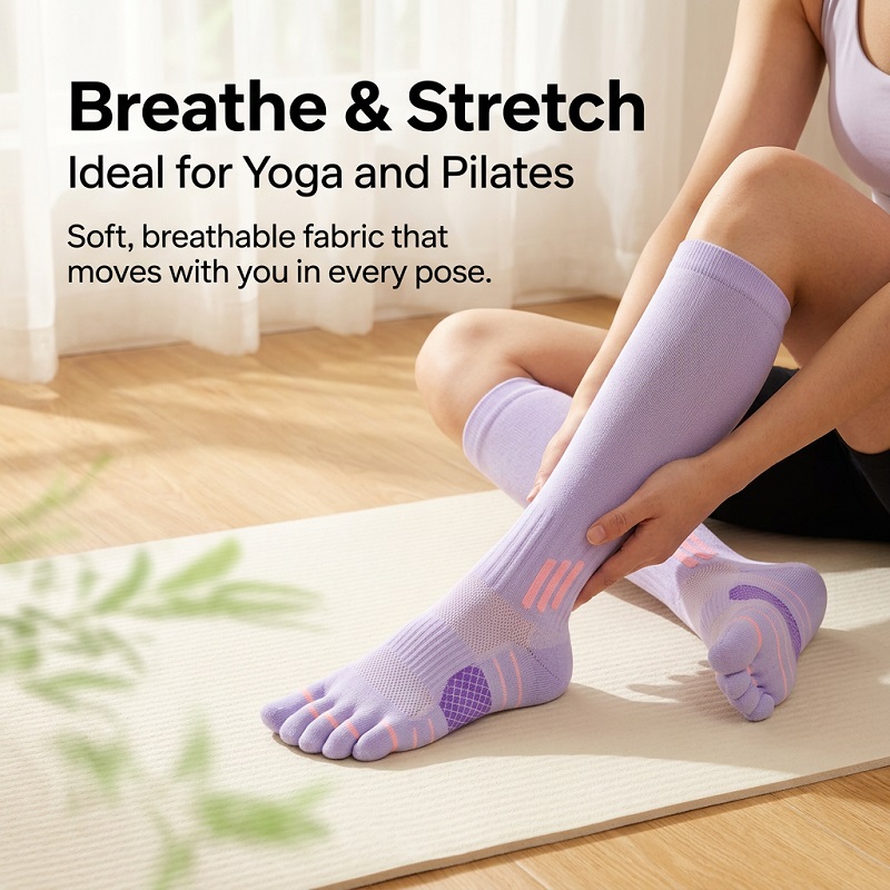 1/6 أزواج من الجوارب الطويلة ا - مراجعة Yoga And Fitness وسعره